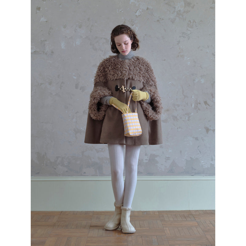 Brown Fluffy Cape Coat