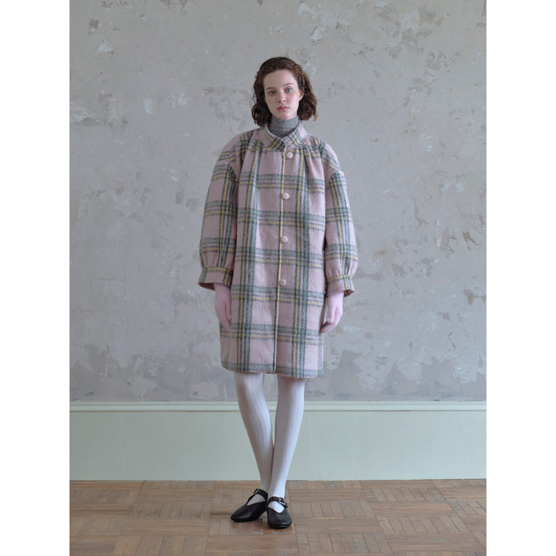 Pink Plaid Wool Retro Coat