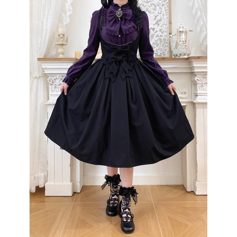 西洋令嬢の縦縞クラシカルブラウス - Purple[2026年1月上旬-1月下旬発送予定]