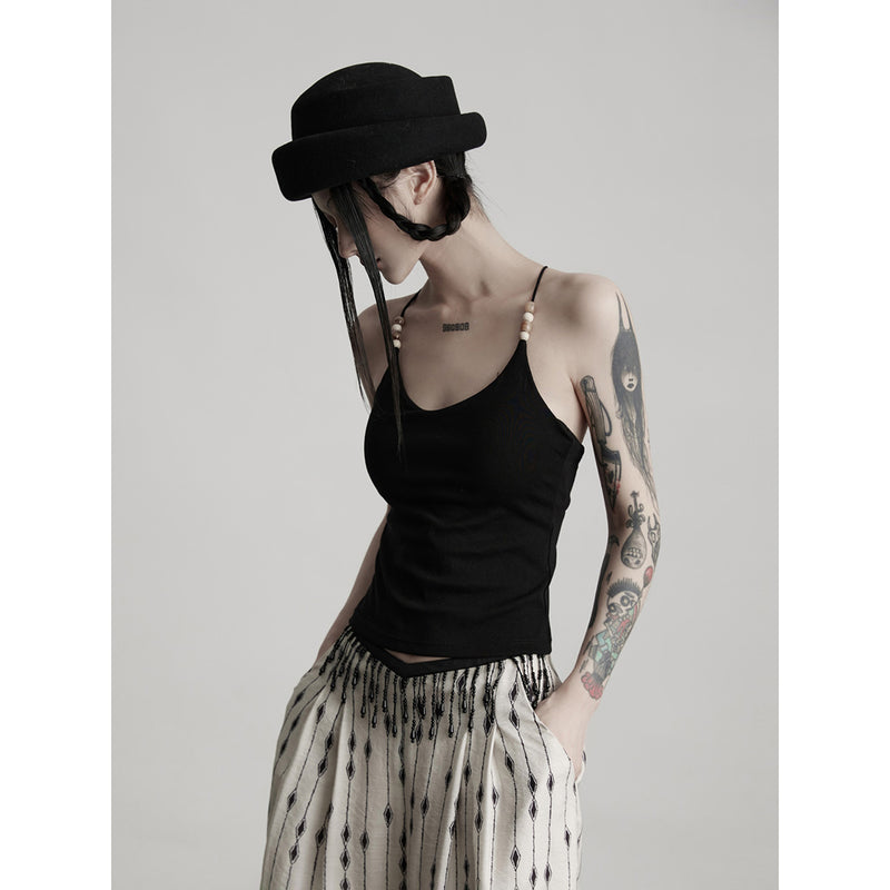 Beaded Black Camisole Top