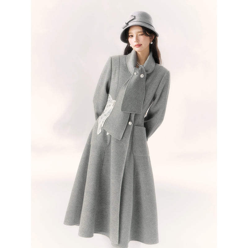 Gray Embroidered Classical Coat