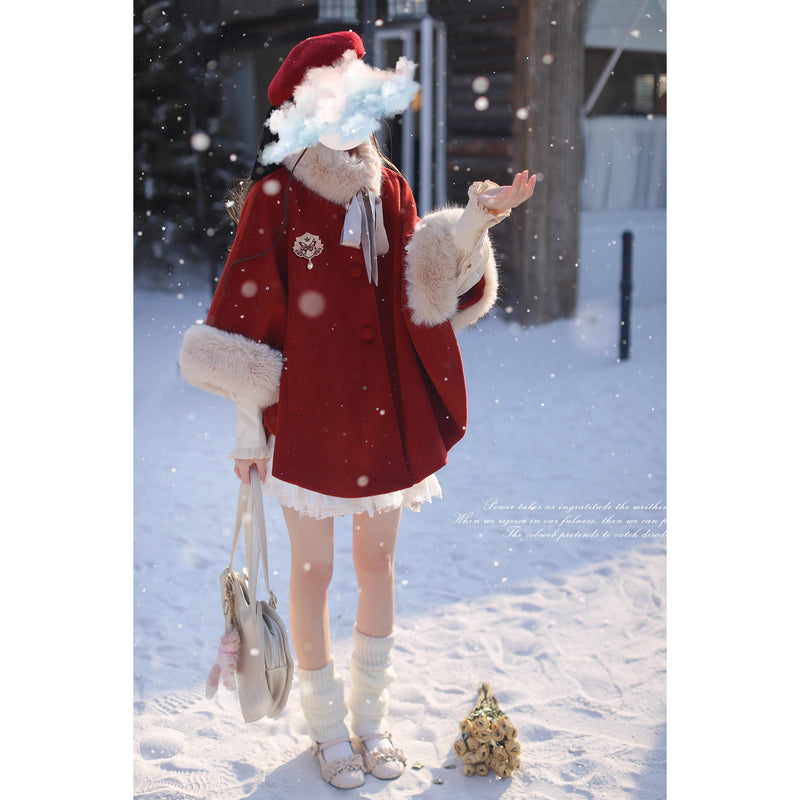 深紅のお嬢様のウールケープコート – ManusMachina