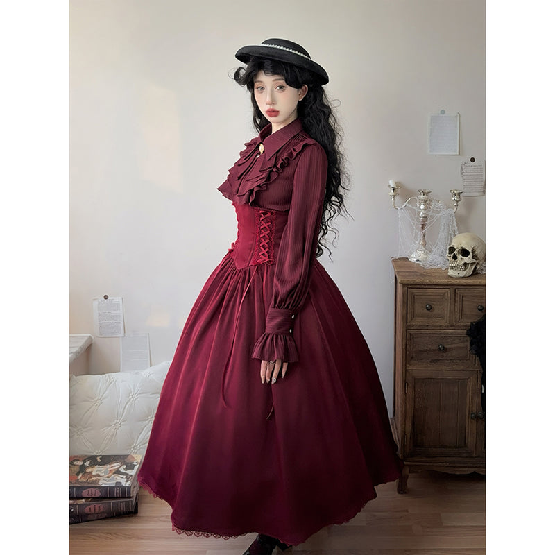 王侯貴族のお嬢様のコルセットスカート - Wine Red[2025年2月上旬-2月下旬発送予定]