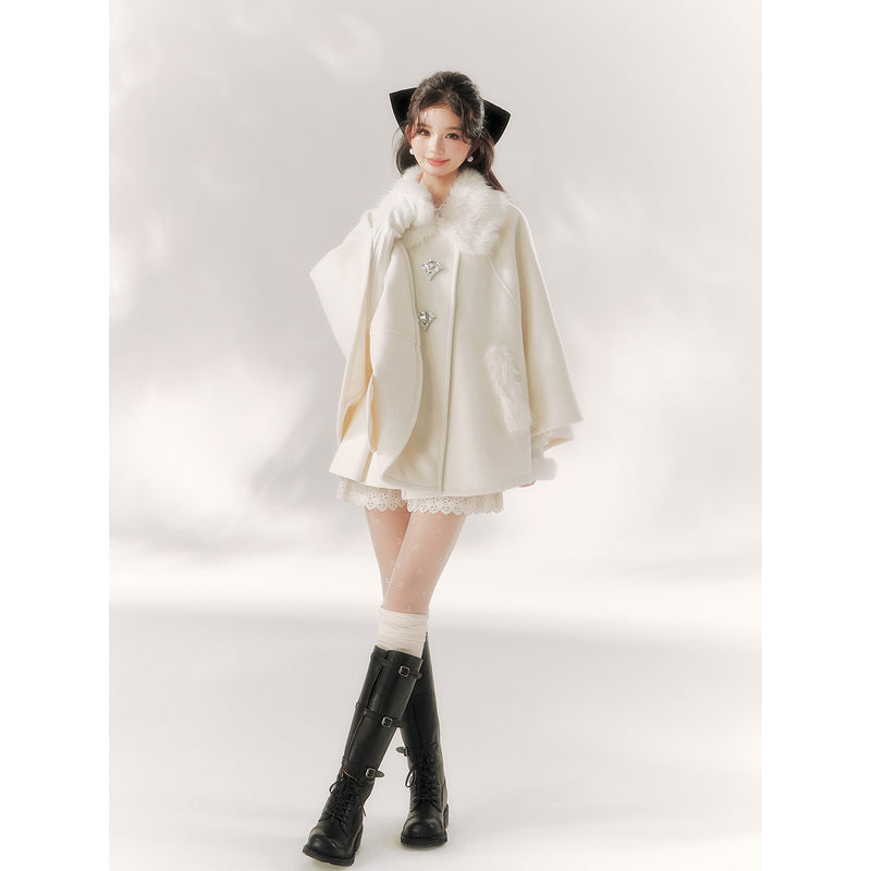 Innocent Girl Ribbon Fur Cloak