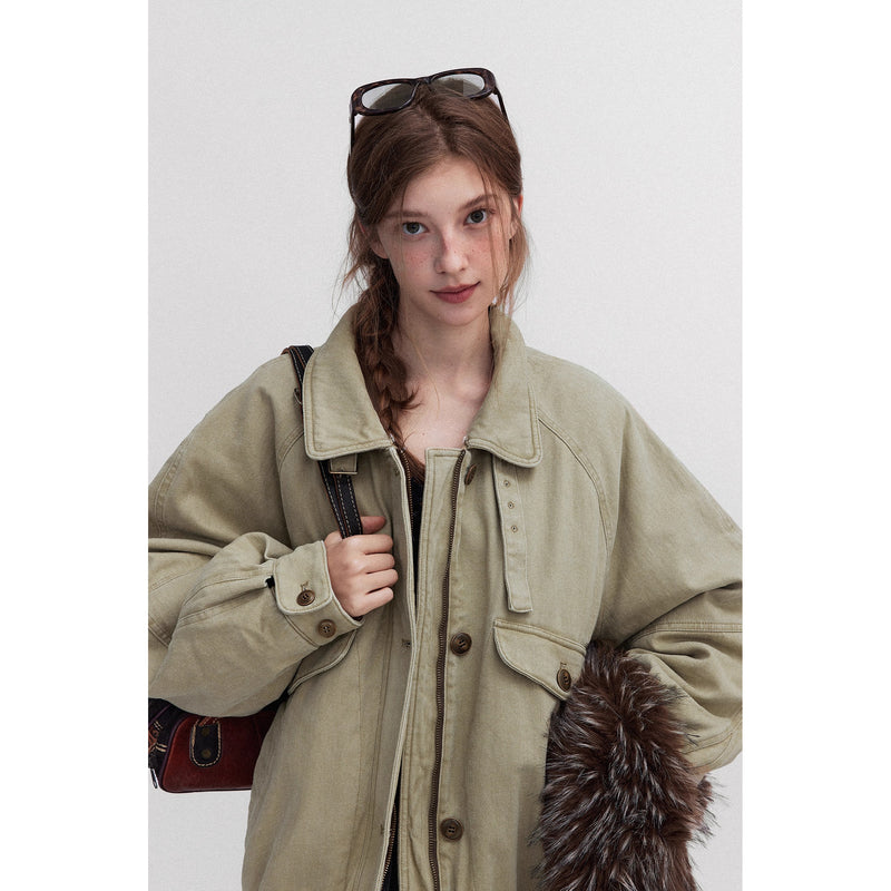 Oversized Retro Fur Work Jacket