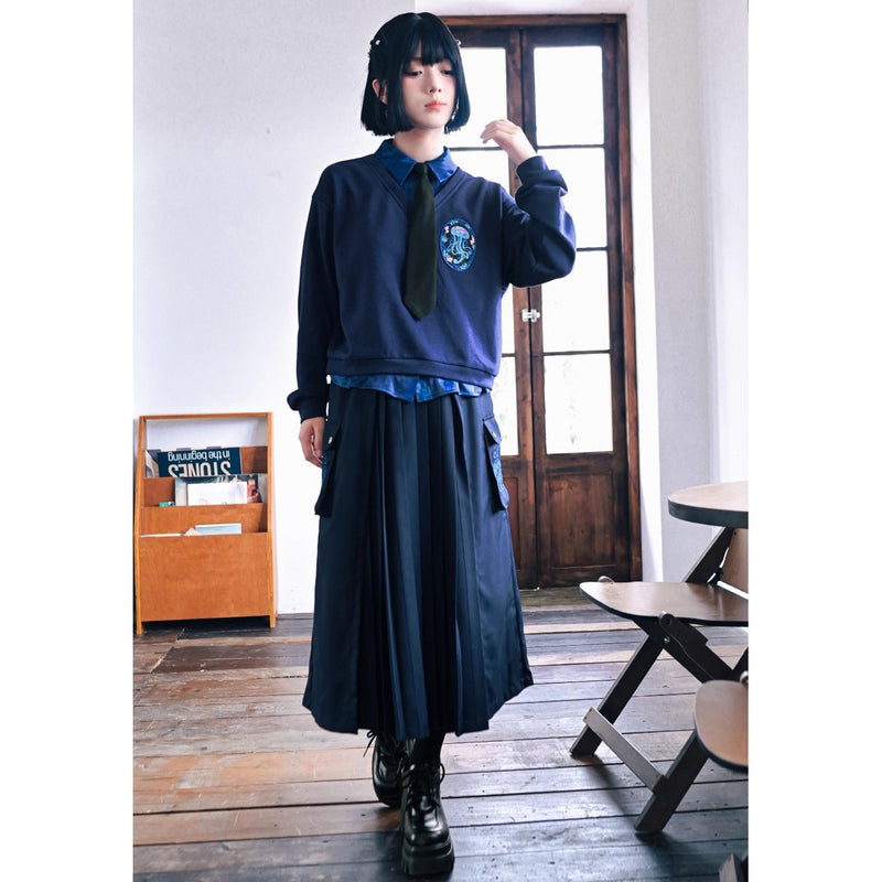 海月の刺繍ワークプリーツスカート