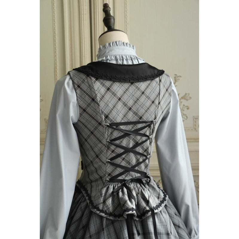 薄墨の格子柄ベスト[2026年3月下旬-4月下旬発送予定]