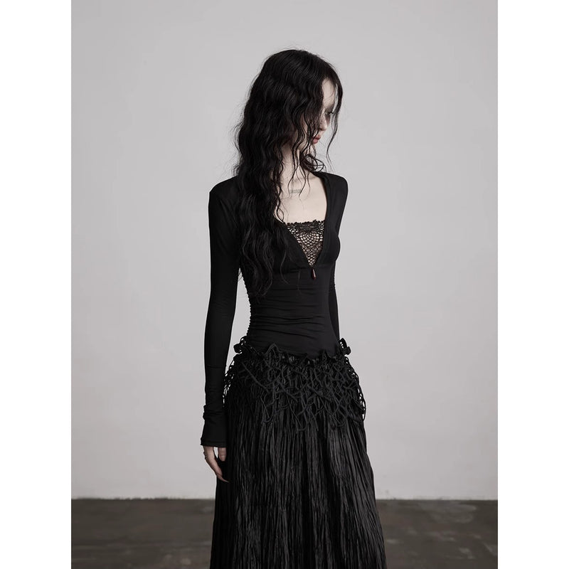 Mesh Lace Black Slim Top