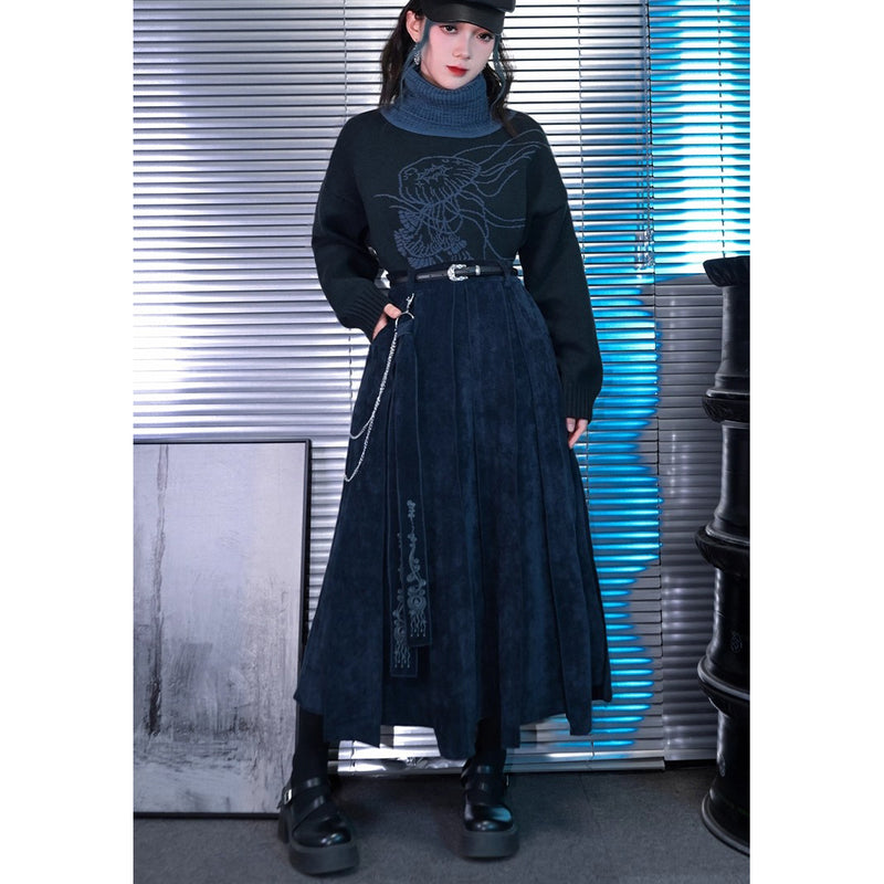 海月の刺繍リボンパネルスカート