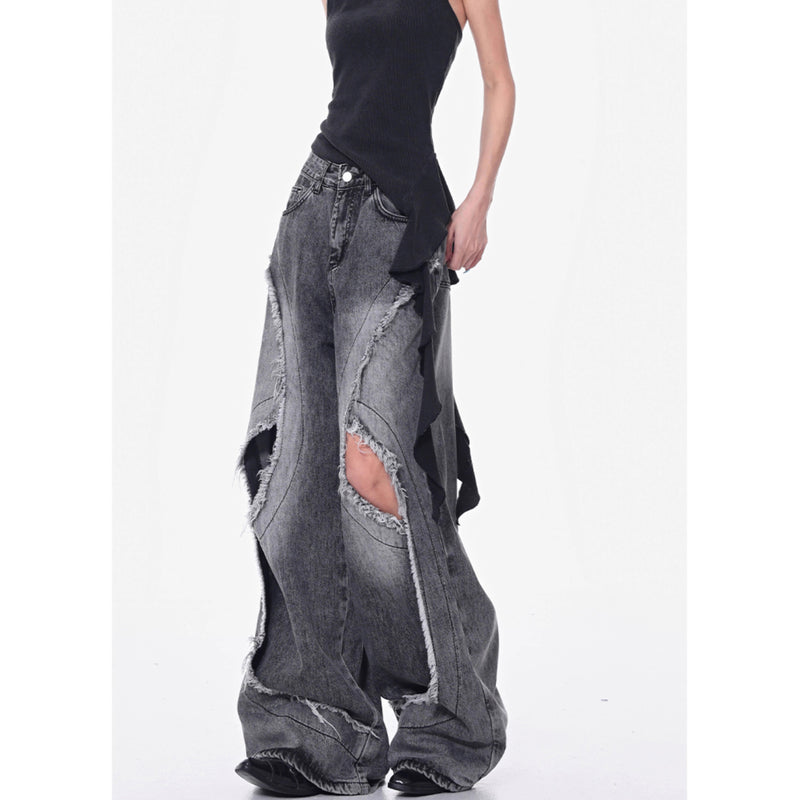 Distressed Wide Denim Pants
