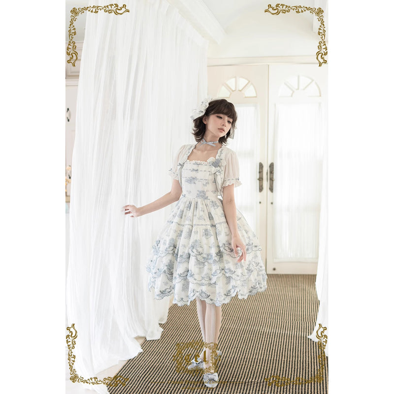 西洋更紗の刺繍ジャンパースカート ver2[2025年9月中旬-11月中旬発送予定]