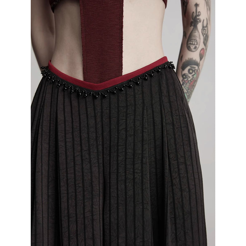 Black Striped Wide Pants