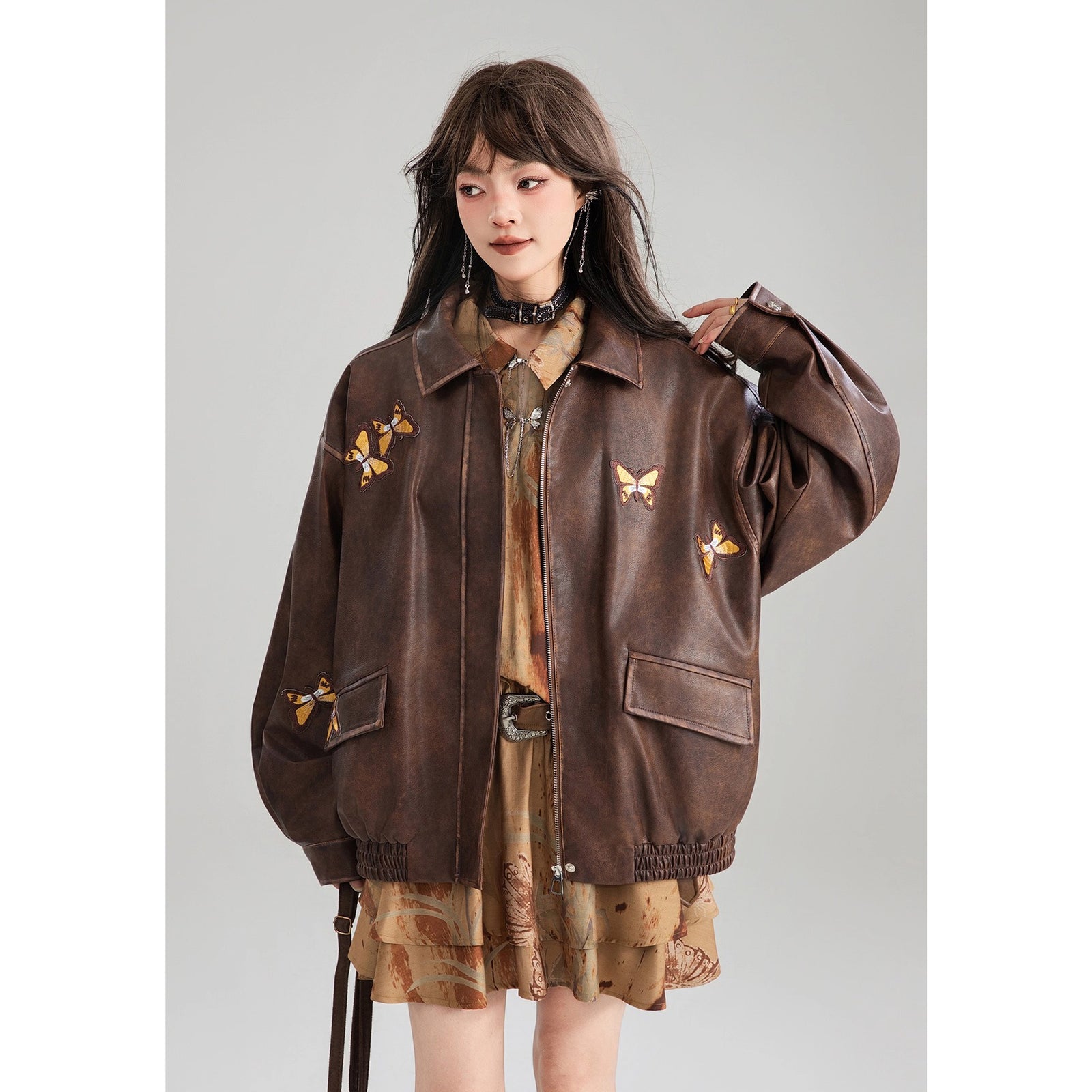 蝶々の刺繍レザージャケット – ManusMachina