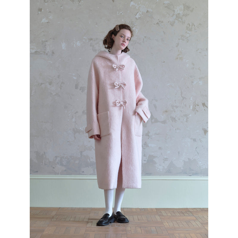 Long Wool Coat in Cherry Blossom Pink