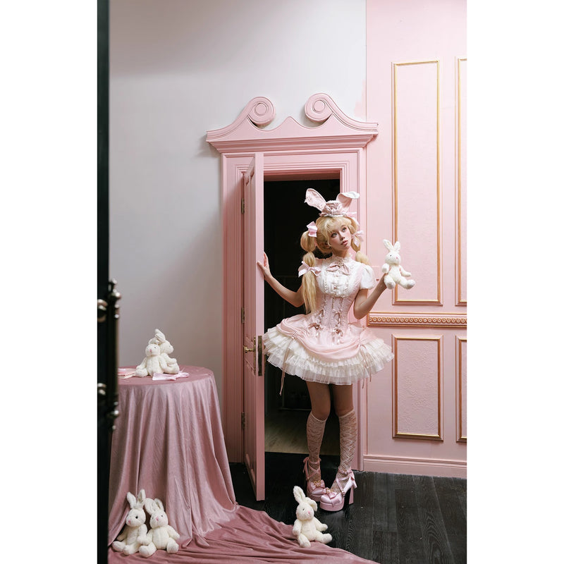 うさぎのお嬢様のコルセットジャンパースカートとフリルブラウス - Pink[2026年2月上旬-3月上旬発送予定]