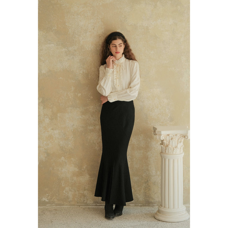 Black Wool Mermaid Skirt