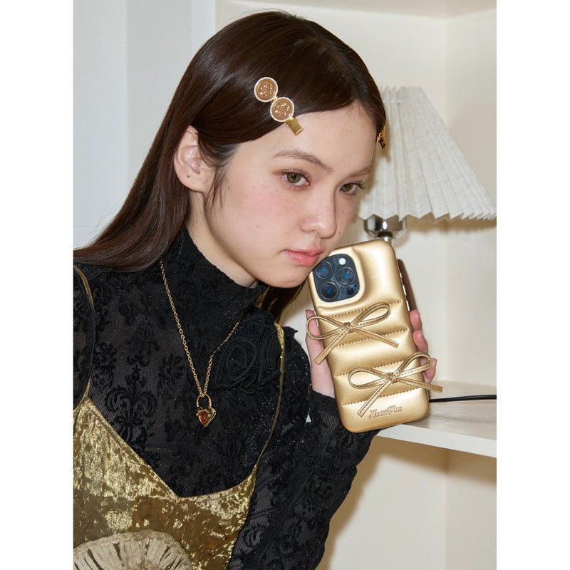 Girly Ribbon iPhone Case - Gold
