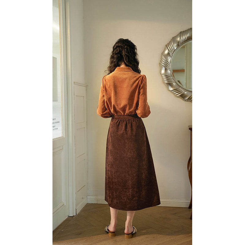 Dark Brown Corduroy Skirt