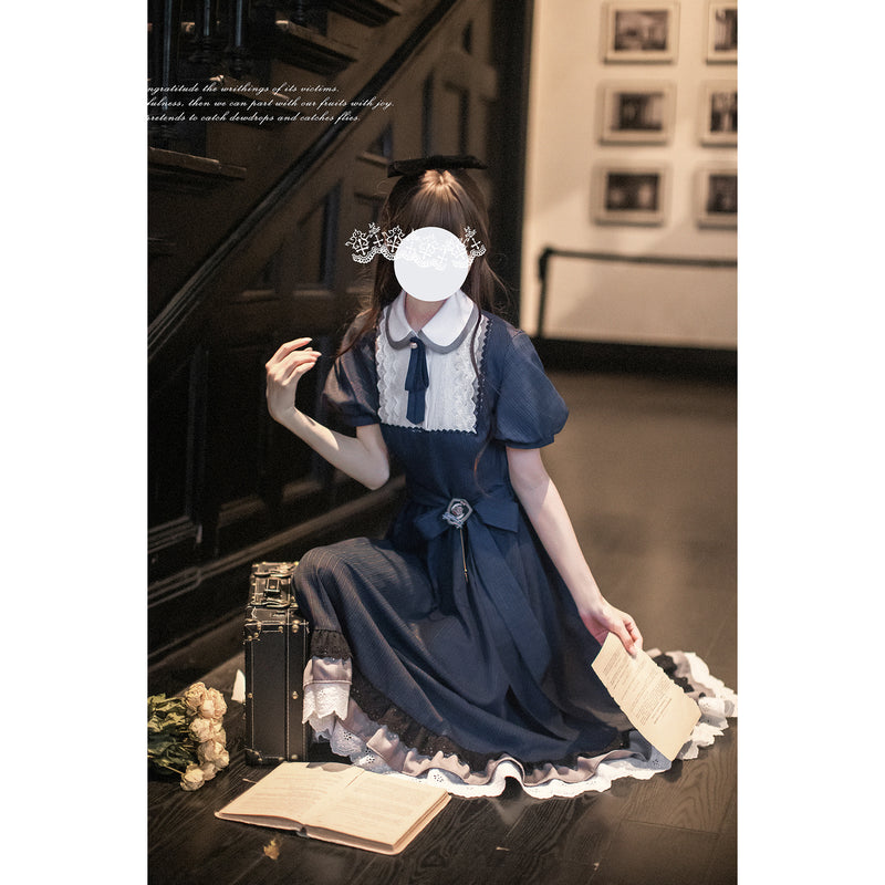 紺藍のお嬢様のクラシカルワンピース