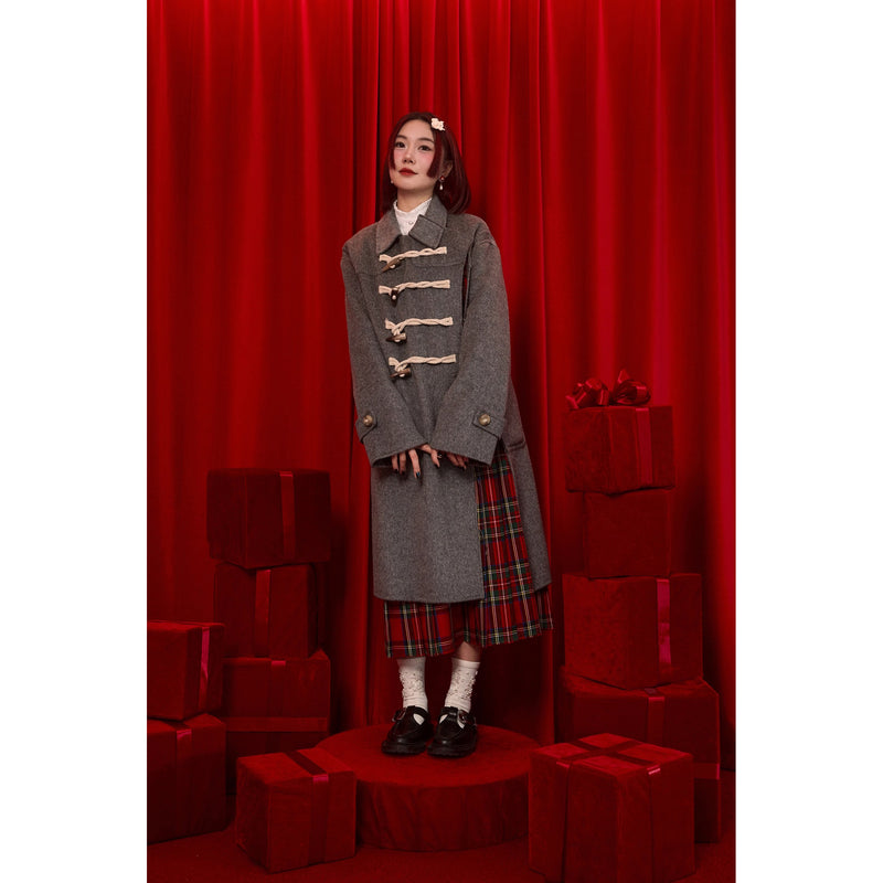 花束刺繍の格子柄ジャンパースカート