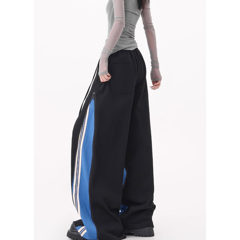 Blue Switching Wide Track Pants