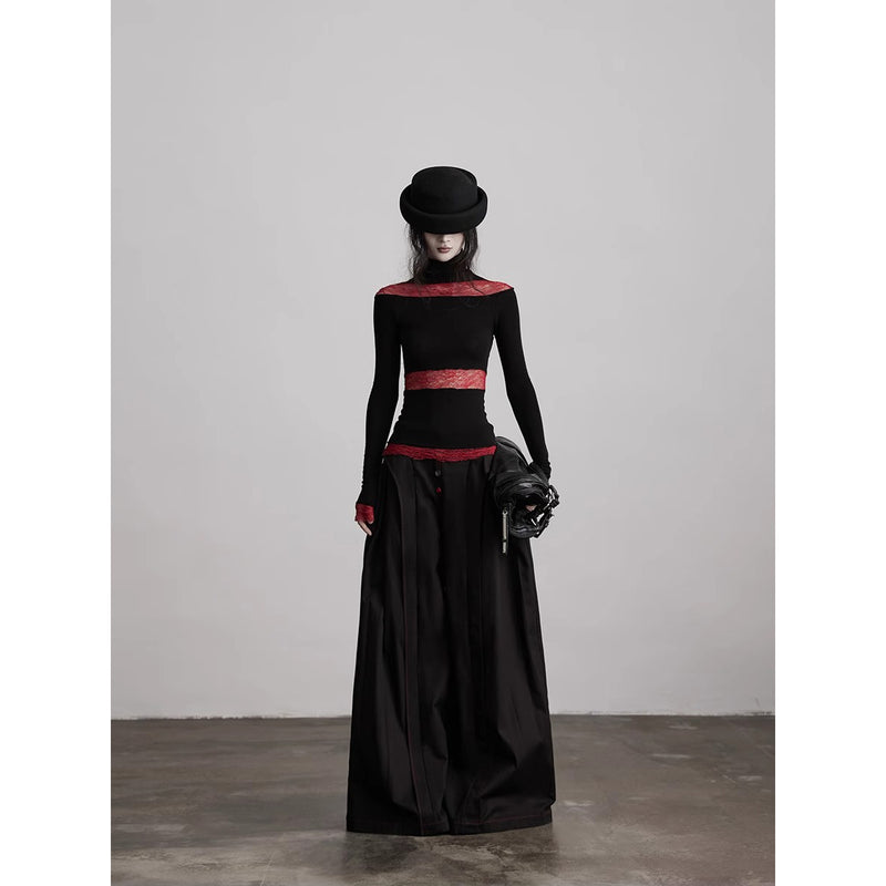 Planet Button Black Wide Pants