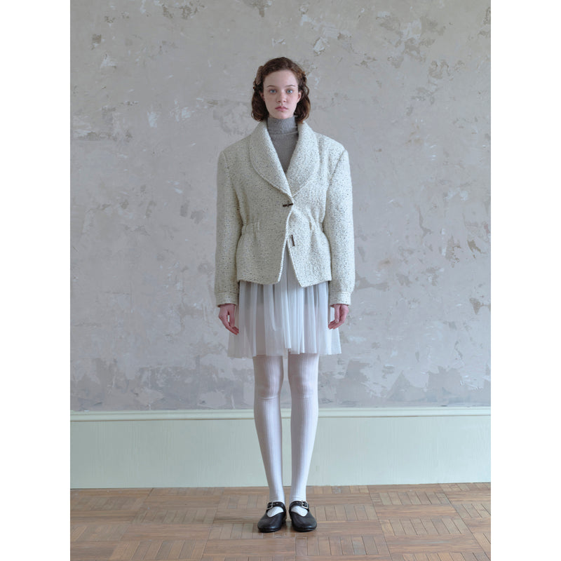 Black Mixed in Cream White Wool Coat