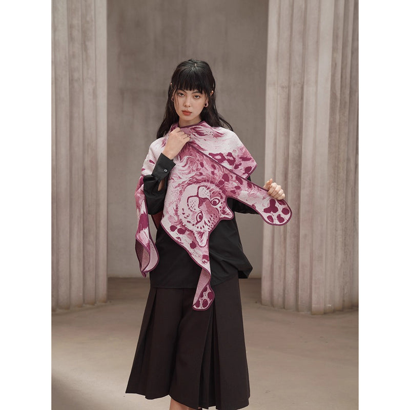 豹の挿絵ニットストール