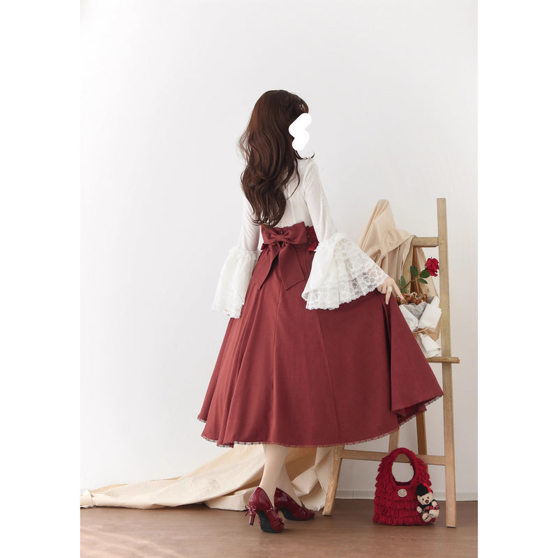 深紅のお嬢様のコルセットリボンスカート[2026年2月上旬-3月上旬発送予定]