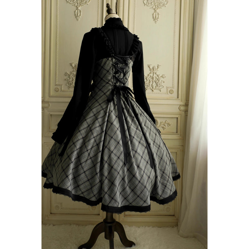 薄墨の格子柄ジャンパースカート[2026年3月下旬-4月下旬発送予定]