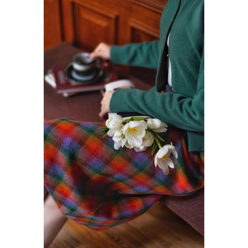 木漏れ日の格子柄ウールハーフスカート