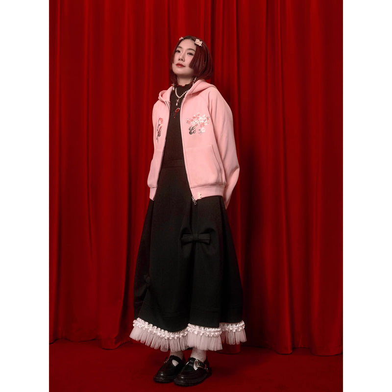 黒鴉と蝶結びのブラックスカート