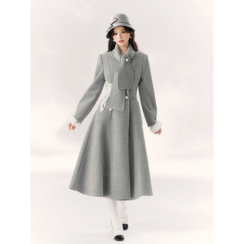 Gray Embroidered Classical Coat