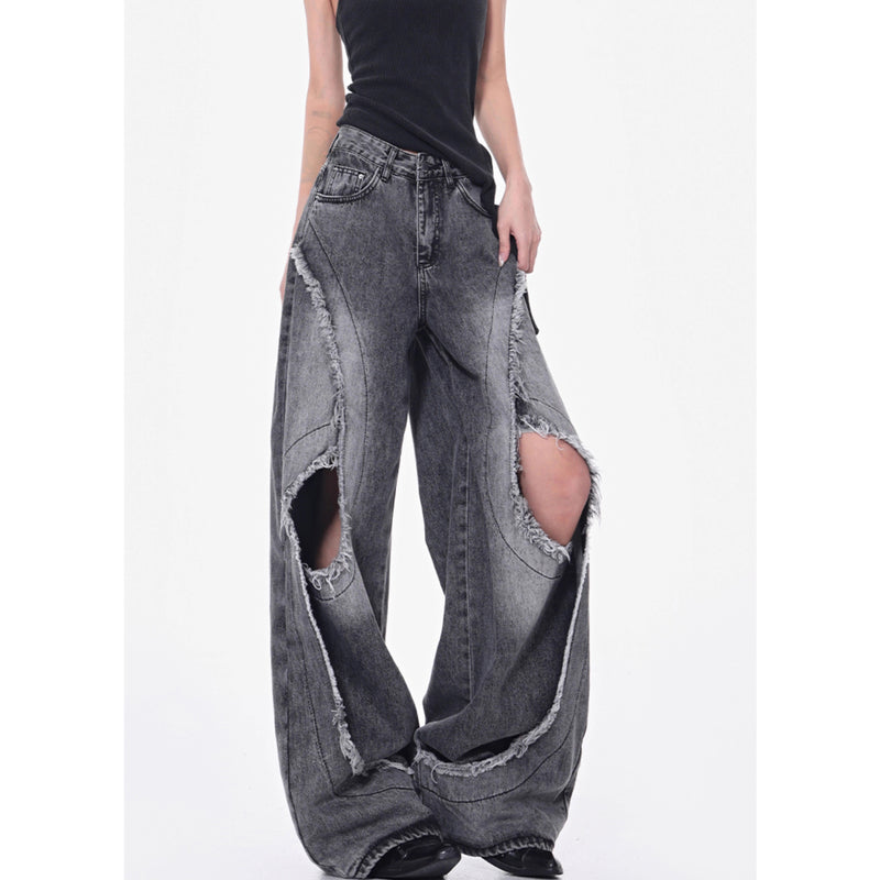 Distressed Wide Denim Pants