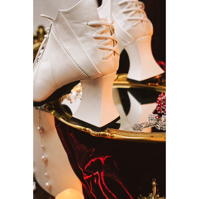 Vampire Lace-up Heeled Shoes - White[2025年11月上旬-11月下旬発送予定]