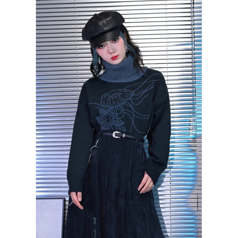 海月の挿絵タートルネックセーター