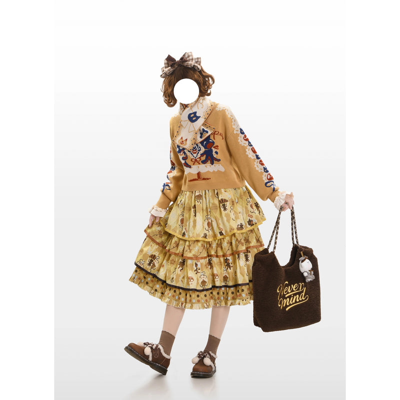 Afternoon Tea Time Cat Tiered Strap Skirt[2026年1月上旬-1月下旬発送予定]