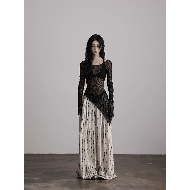 Openwork Black Lace Top