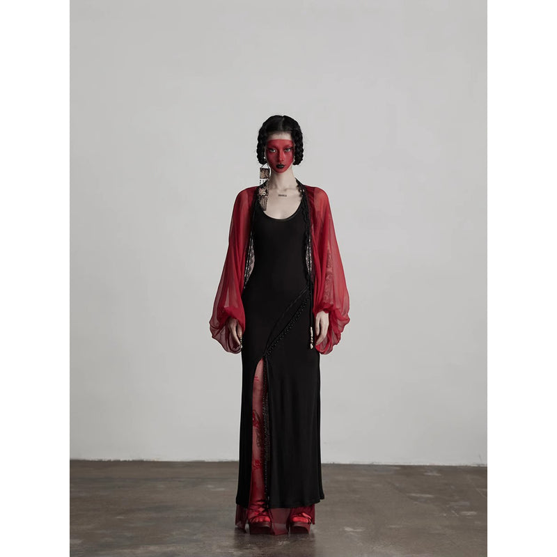 Bright Red Silk Fairy Shawl