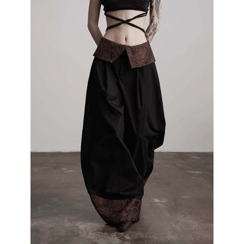 Dark Embossed Wide Pants