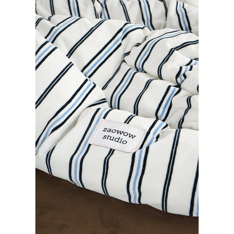 Blue and White Striped Bed Cover Set