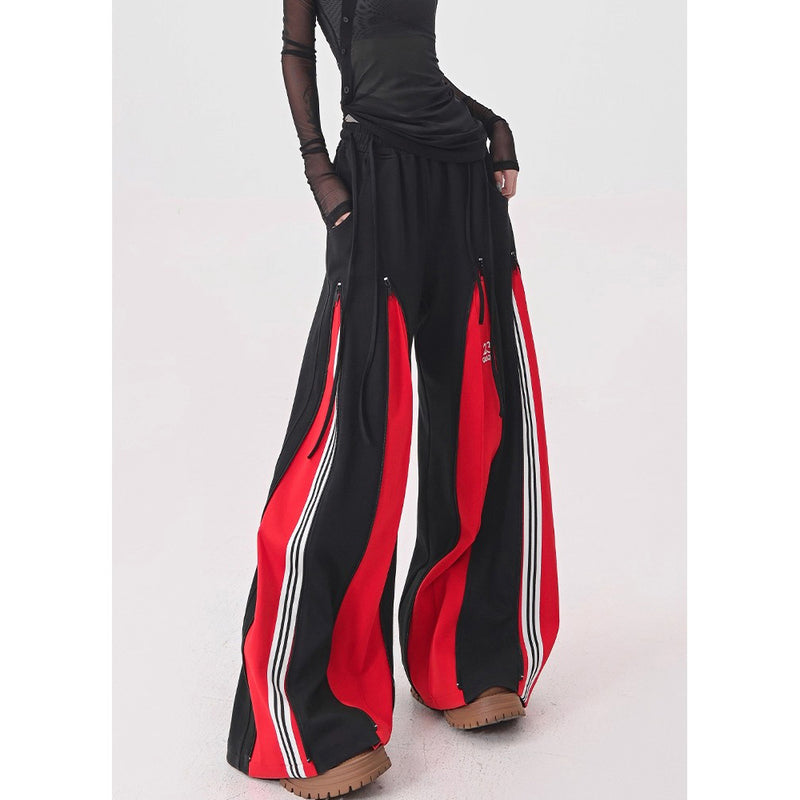 Red Switching Wide Track Pants
