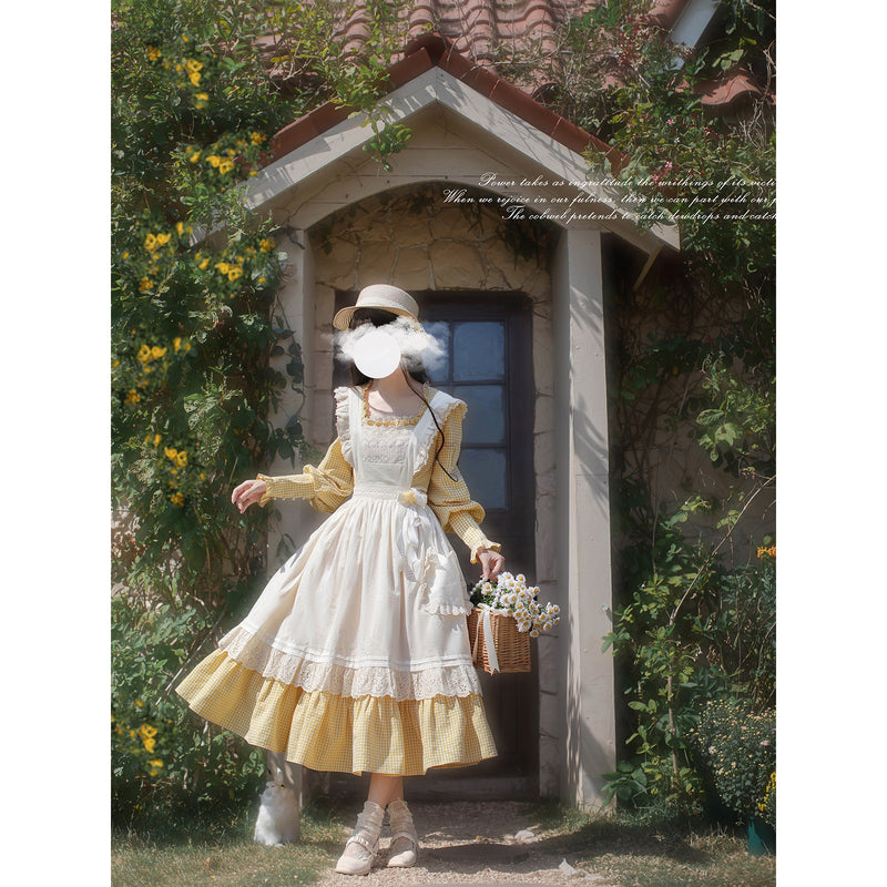 チビトラ★レトロワンピ3点まとめ 蒲公英色のレトロワンピースとエプロン – ManusMachina