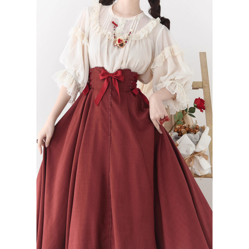深紅のお嬢様のコルセットリボンスカート[2026年2月上旬-3月上旬発送予定]