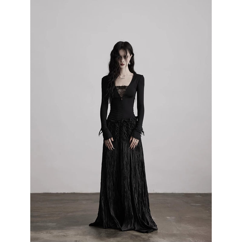 Mesh Lace Black Slim Top