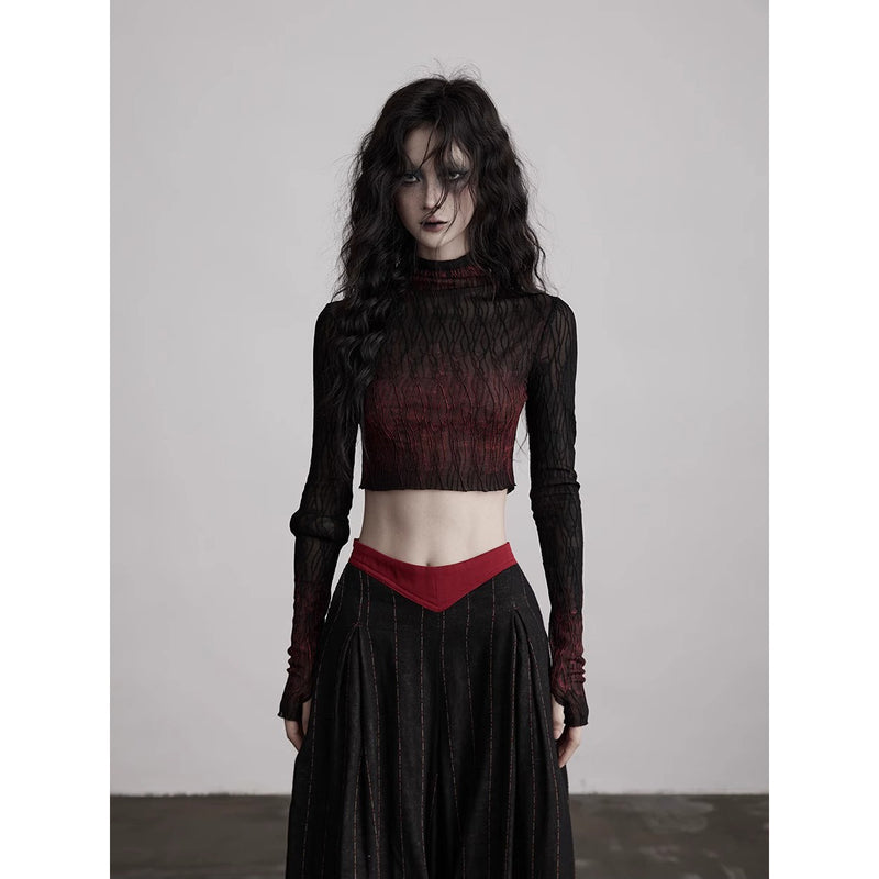 Red Flame Lace High Neck Top