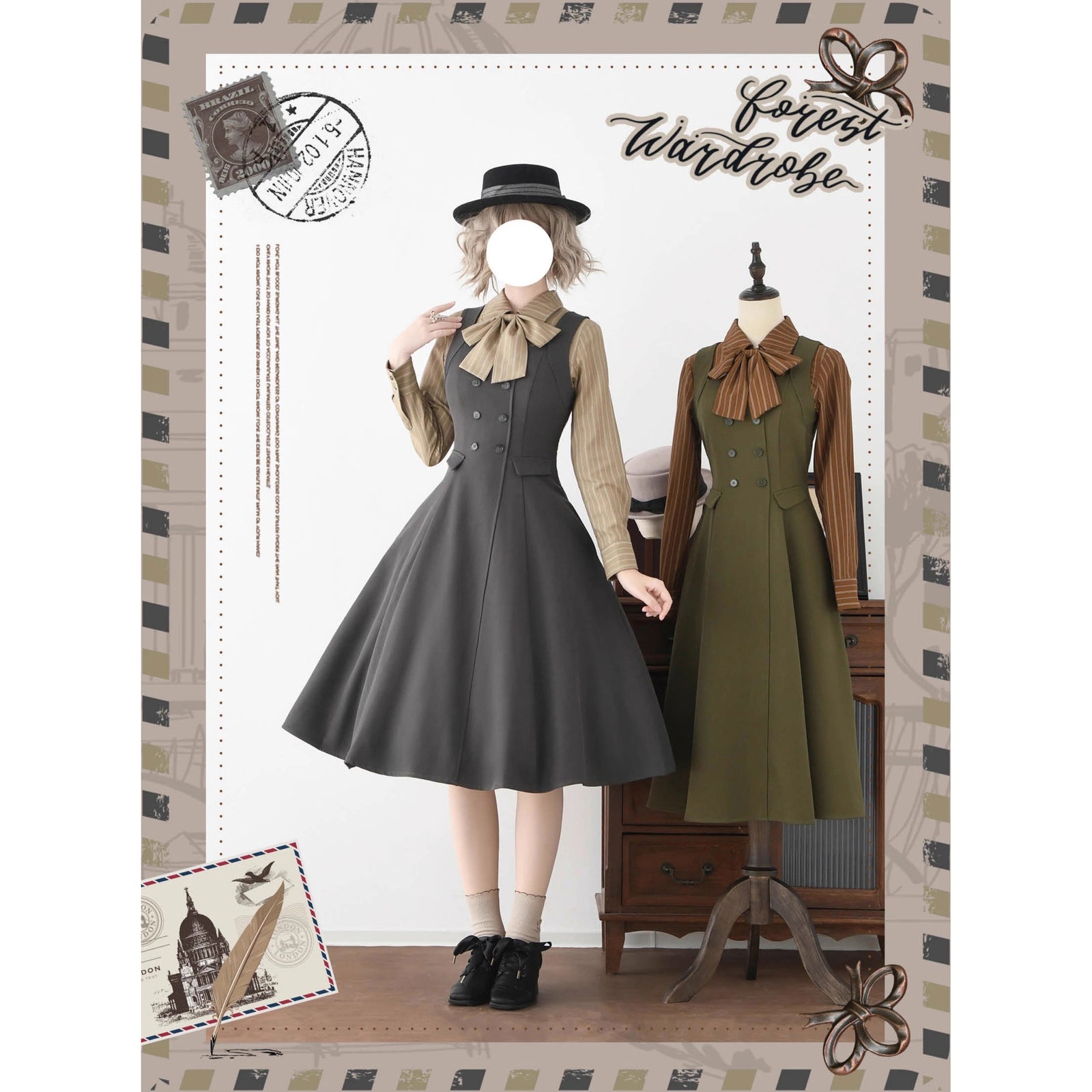【極美品✨】 nunuforme／ドローストリング ジャンパースカート 茶 英国のお嬢様のブリティッシュジャンパースカート - Gray – ManusMachina