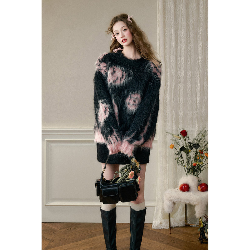 Oversized Sweater with Rose Flowers