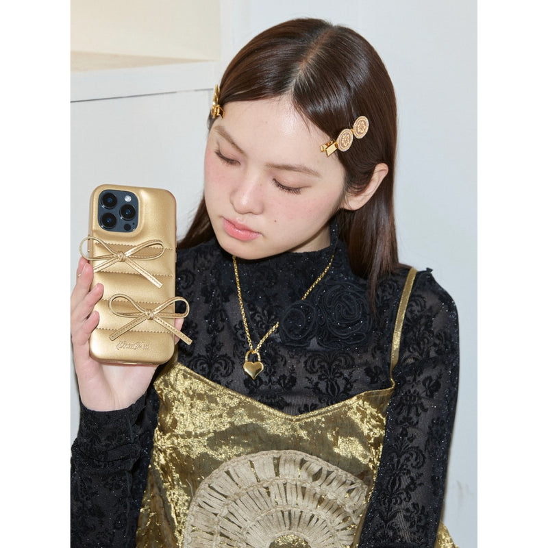 Girly Ribbon iPhone Case - Gold