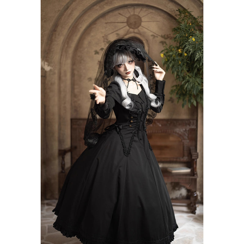 暗黒夜会のクラシカルケープワンピース - Black[2026年3月上旬-3月下旬発送予定]